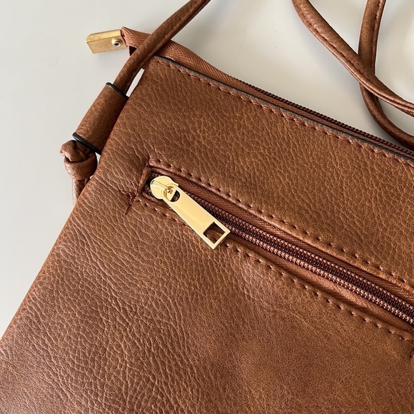 NWT Kara and Kate Brown Vegan Leather Mini Crossbody Handbag - Picture 5 of 6